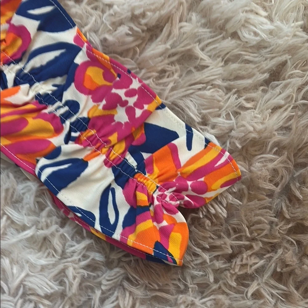 Mud Pie Pink and Orange Floral Babydoll Tank Top NWT - Picture 4 of 5